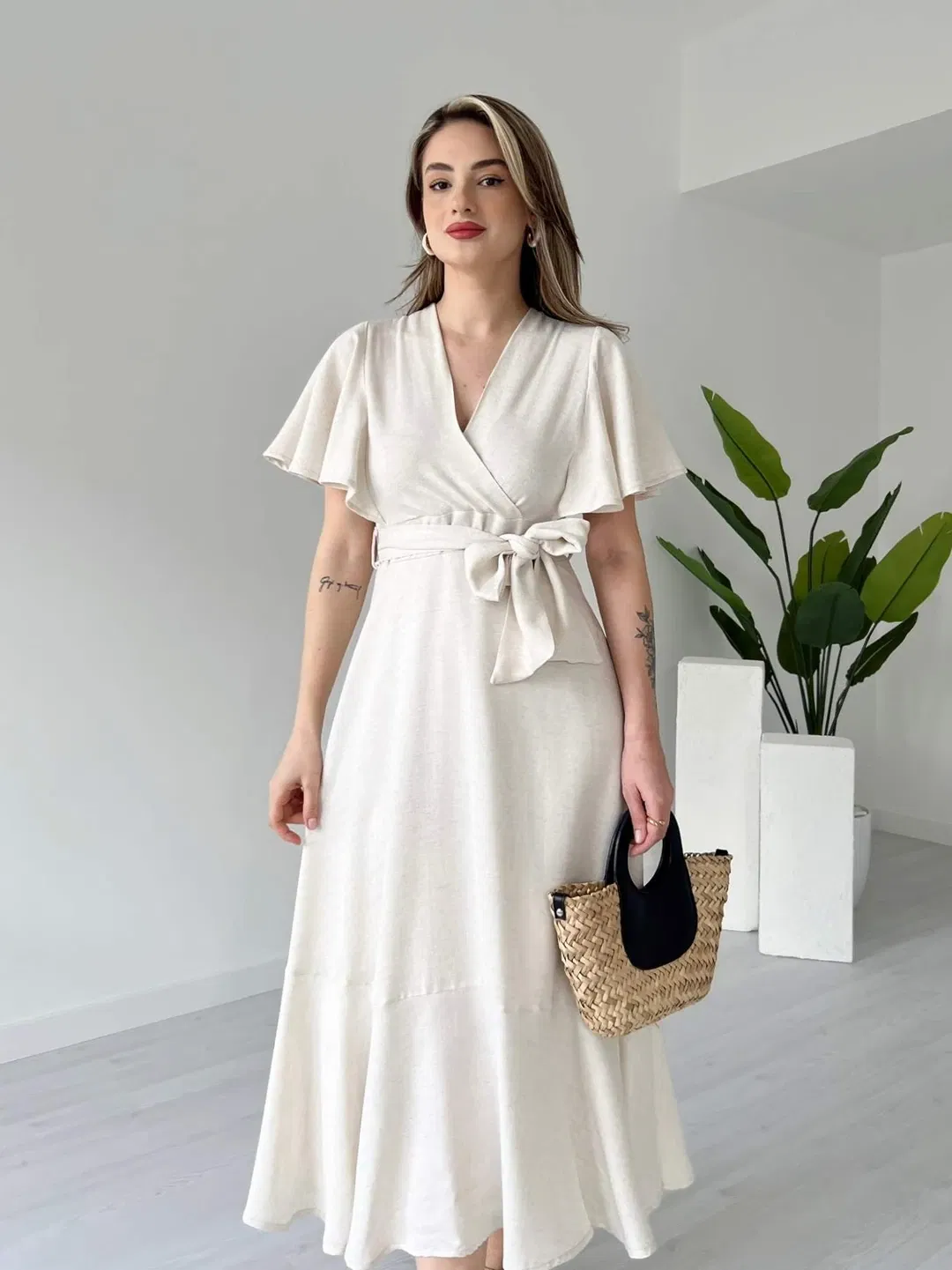Robe en lin avec manches à volants - صورة 10 thumbnail