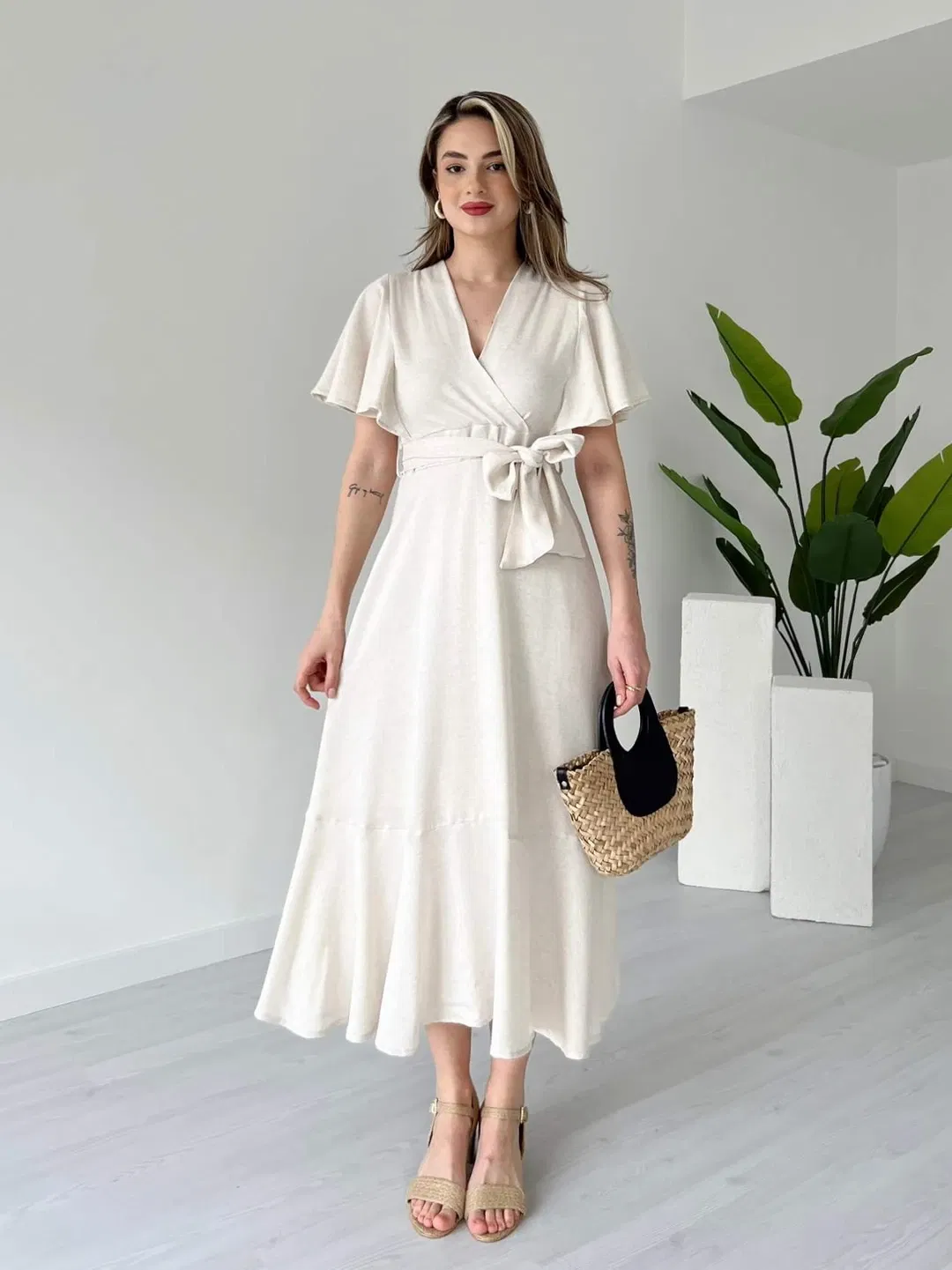 Robe en lin avec manches à volants - صورة 11 thumbnail