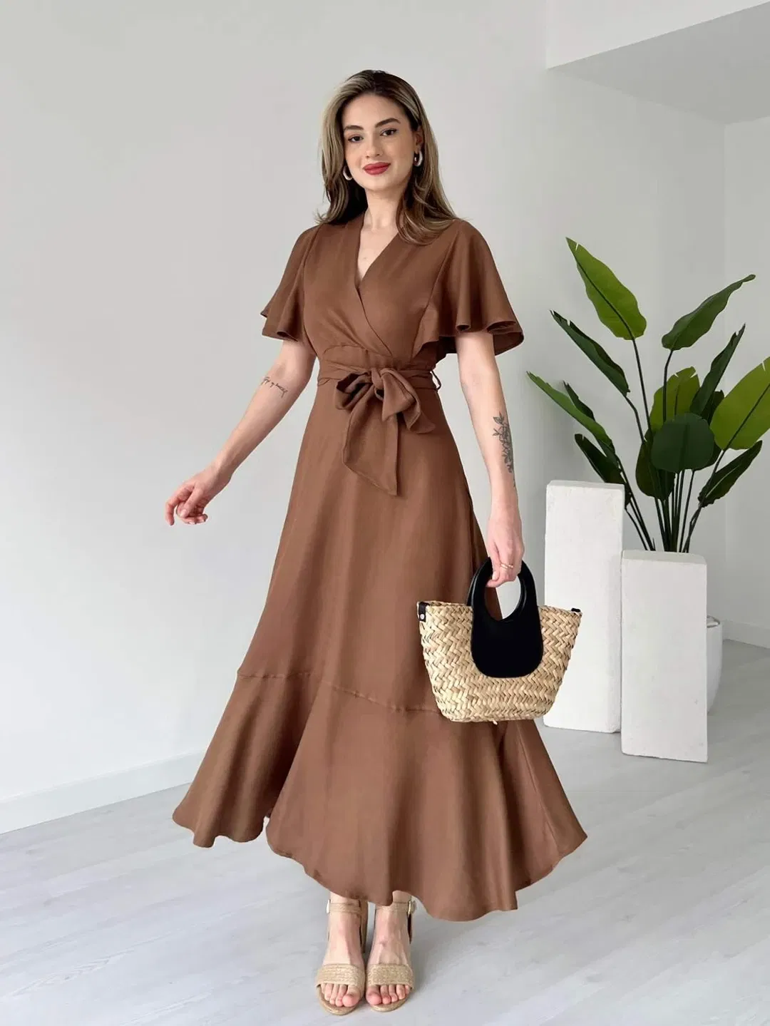 Robe en lin avec manches à volants - صورة 12 thumbnail
