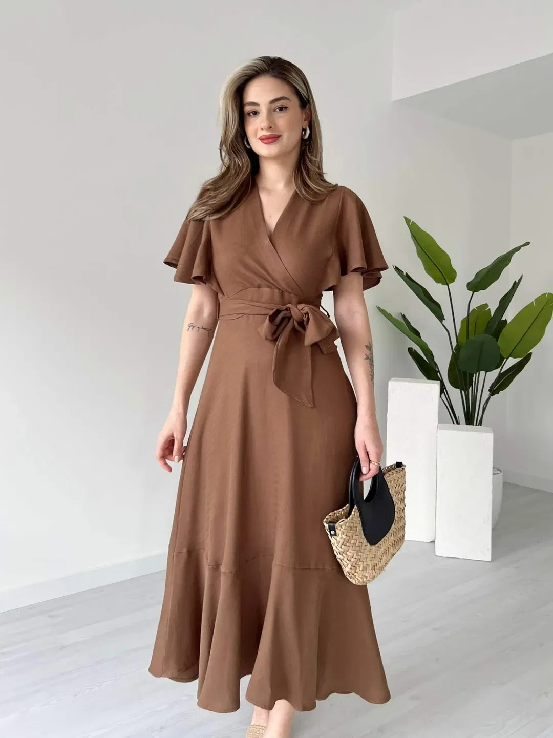 Robe en lin avec manches à volants - صورة 13 thumbnail